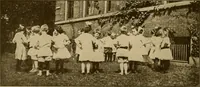 An illustration from Rhythmic action plays and dances; a book of original games and dances, arranged progressively, to Mother Goose and other action songs, with a teaching introductory; for the kindergarten, primary schools, playground and gymnasium (1915)
