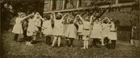 An illustration from Rhythmic action plays and dances; a book of original games and dances, arranged progressively, to Mother Goose and other action songs, with a teaching introductory; for the kindergarten, primary schools, playground and gymnasium (1915)