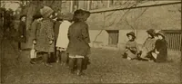 An illustration from Rhythmic action plays and dances; a book of original games and dances, arranged progressively, to Mother Goose and other action songs, with a teaching introductory; for the kindergarten, primary schools, playground and gymnasium (1915)