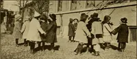 An illustration from Rhythmic action plays and dances; a book of original games and dances, arranged progressively, to Mother Goose and other action songs, with a teaching introductory; for the kindergarten, primary schools, playground and gymnasium (1915)