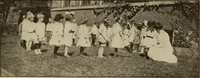 An illustration from Rhythmic action plays and dances; a book of original games and dances, arranged progressively, to Mother Goose and other action songs, with a teaching introductory; for the kindergarten, primary schools, playground and gymnasium (1915)