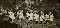 An illustration from Rhythmic action plays and dances; a book of original games and dances, arranged progressively, to Mother Goose and other action songs, with a teaching introductory; for the kindergarten, primary schools, playground and gymnasium (1915)