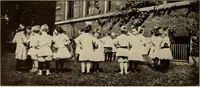 An illustration from Rhythmic action plays and dances; a book of original games and dances, arranged progressively, to Mother Goose and other action songs, with a teaching introductory; for the kindergarten, primary schools, playground and gymnasium (1915)