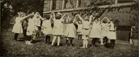 An illustration from Rhythmic action plays and dances; a book of original games and dances, arranged progressively, to Mother Goose and other action songs, with a teaching introductory; for the kindergarten, primary schools, playground and gymnasium (1915)