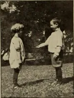 An illustration from Rhythmic action plays and dances; a book of original games and dances, arranged progressively, to Mother Goose and other action songs, with a teaching introductory; for the kindergarten, primary schools, playground and gymnasium (1915)