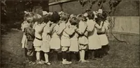 An illustration from Rhythmic action plays and dances; a book of original games and dances, arranged progressively, to Mother Goose and other action songs, with a teaching introductory; for the kindergarten, primary schools, playground and gymnasium (1915)