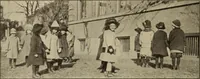 An illustration from Rhythmic action plays and dances; a book of original games and dances, arranged progressively, to Mother Goose and other action songs, with a teaching introductory; for the kindergarten, primary schools, playground and gymnasium (1915)