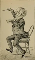 An illustration from Richard Wagner en caricatures : 130 reproductions de caricatures françaises, allemandes, anglaises, italiennes, portraits : autographes (lettre et musique) dessins originaux de J. Blass, Moloch et Tiret-Bognet (1892)