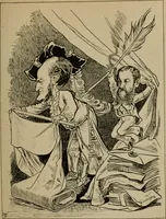 An illustration from Richard Wagner en caricatures : 130 reproductions de caricatures françaises, allemandes, anglaises, italiennes, portraits : autographes (lettre et musique) dessins originaux de J. Blass, Moloch et Tiret-Bognet (1892)