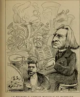 Picture 43 of 165 from Richard Wagner en caricatures : 130 reproductions de caricatures françaises, allemandes, anglaises, italiennes, portraits : autographes (lettre et musique) dessins originaux de J. Blass, Moloch et Tiret-Bognet (1892), leaf 116