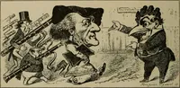 An illustration from Richard Wagner en caricatures : 130 reproductions de caricatures françaises, allemandes, anglaises, italiennes, portraits : autographes (lettre et musique) dessins originaux de J. Blass, Moloch et Tiret-Bognet (1892)