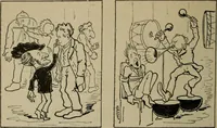 An illustration from Richard Wagner en caricatures : 130 reproductions de caricatures françaises, allemandes, anglaises, italiennes, portraits : autographes (lettre et musique) dessins originaux de J. Blass, Moloch et Tiret-Bognet (1892)