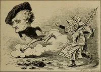 An illustration from Richard Wagner en caricatures : 130 reproductions de caricatures françaises, allemandes, anglaises, italiennes, portraits : autographes (lettre et musique) dessins originaux de J. Blass, Moloch et Tiret-Bognet (1892)