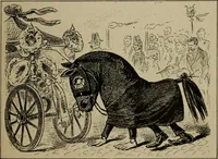 An illustration from Richard Wagner en caricatures : 130 reproductions de caricatures françaises, allemandes, anglaises, italiennes, portraits : autographes (lettre et musique) dessins originaux de J. Blass, Moloch et Tiret-Bognet (1892)