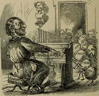 Picture 67 of 165 from Richard Wagner en caricatures : 130 reproductions de caricatures françaises, allemandes, anglaises, italiennes, portraits : autographes (lettre et musique) dessins originaux de J. Blass, Moloch et Tiret-Bognet (1892), leaf 145