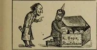 An illustration from Richard Wagner en caricatures : 130 reproductions de caricatures françaises, allemandes, anglaises, italiennes, portraits : autographes (lettre et musique) dessins originaux de J. Blass, Moloch et Tiret-Bognet (1892)