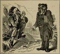 An illustration from Richard Wagner en caricatures : 130 reproductions de caricatures françaises, allemandes, anglaises, italiennes, portraits : autographes (lettre et musique) dessins originaux de J. Blass, Moloch et Tiret-Bognet (1892)