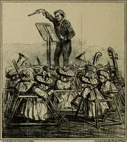 An illustration from Richard Wagner en caricatures : 130 reproductions de caricatures françaises, allemandes, anglaises, italiennes, portraits : autographes (lettre et musique) dessins originaux de J. Blass, Moloch et Tiret-Bognet (1892)