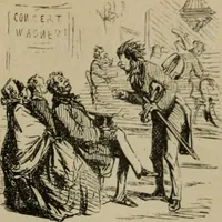 An illustration from Richard Wagner en caricatures : 130 reproductions de caricatures françaises, allemandes, anglaises, italiennes, portraits : autographes (lettre et musique) dessins originaux de J. Blass, Moloch et Tiret-Bognet (1892)