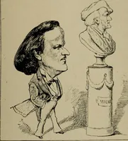 An illustration from Richard Wagner en caricatures : 130 reproductions de caricatures françaises, allemandes, anglaises, italiennes, portraits : autographes (lettre et musique) dessins originaux de J. Blass, Moloch et Tiret-Bognet (1892)