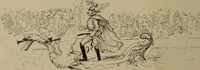 An illustration from Richard Wagner en caricatures : 130 reproductions de caricatures françaises, allemandes, anglaises, italiennes, portraits : autographes (lettre et musique) dessins originaux de J. Blass, Moloch et Tiret-Bognet (1892)