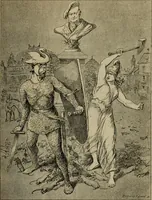 An illustration from Richard Wagner en caricatures : 130 reproductions de caricatures françaises, allemandes, anglaises, italiennes, portraits : autographes (lettre et musique) dessins originaux de J. Blass, Moloch et Tiret-Bognet (1892)
