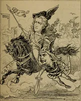 An illustration from Richard Wagner en caricatures : 130 reproductions de caricatures françaises, allemandes, anglaises, italiennes, portraits : autographes (lettre et musique) dessins originaux de J. Blass, Moloch et Tiret-Bognet (1892)