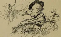 An illustration from Richard Wagner en caricatures : 130 reproductions de caricatures françaises, allemandes, anglaises, italiennes, portraits : autographes (lettre et musique) dessins originaux de J. Blass, Moloch et Tiret-Bognet (1892)