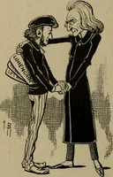 An illustration from Richard Wagner en caricatures : 130 reproductions de caricatures françaises, allemandes, anglaises, italiennes, portraits : autographes (lettre et musique) dessins originaux de J. Blass, Moloch et Tiret-Bognet (1892)