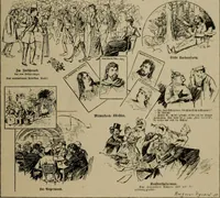 An illustration from Richard Wagner en caricatures : 130 reproductions de caricatures françaises, allemandes, anglaises, italiennes, portraits : autographes (lettre et musique) dessins originaux de J. Blass, Moloch et Tiret-Bognet (1892)