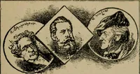 An illustration from Richard Wagner en caricatures : 130 reproductions de caricatures françaises, allemandes, anglaises, italiennes, portraits : autographes (lettre et musique) dessins originaux de J. Blass, Moloch et Tiret-Bognet (1892)