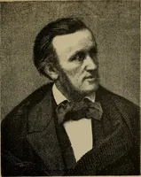 An illustration from Richard Wagner en caricatures : 130 reproductions de caricatures françaises, allemandes, anglaises, italiennes, portraits : autographes (lettre et musique) dessins originaux de J. Blass, Moloch et Tiret-Bognet (1892)