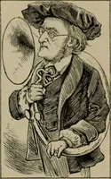 An illustration from Richard Wagner en caricatures : 130 reproductions de caricatures françaises, allemandes, anglaises, italiennes, portraits : autographes (lettre et musique) dessins originaux de J. Blass, Moloch et Tiret-Bognet (1892)
