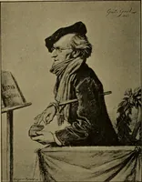 Picture 2 of 165 from Richard Wagner en caricatures : 130 reproductions de caricatures françaises, allemandes, anglaises, italiennes, portraits : autographes (lettre et musique) dessins originaux de J. Blass, Moloch et Tiret-Bognet (1892), leaf 9