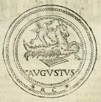 An illustration from Ritratto di Roma antica : nel quale sono figurati i principali tempij, teatri, anfiteatri, cerchi, naumachie, archi trionfali, curie, basiliche, colonne, ordine del trionfo, dignità militari, e ciuili, riti, cerimonie, medaglie, & altre cose notabili : con le vite, & effigie de primi rè di essa, e dichiarationi di Bartolomeo Marliani milanese e d'altri autori (1633)