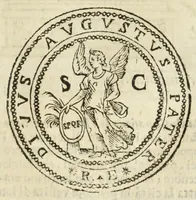 An illustration from Ritratto di Roma antica : nel quale sono figurati i principali tempij, teatri, anfiteatri, cerchi, naumachie, archi trionfali, curie, basiliche, colonne, ordine del trionfo, dignità militari, e ciuili, riti, cerimonie, medaglie, & altre cose notabili : con le vite, & effigie de primi rè di essa, e dichiarationi di Bartolomeo Marliani milanese e d'altri autori (1633)