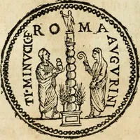 An illustration from Ritratto di Roma antica : nel qvale sono figvrati i principali tempij, theatri, anfiteatri, cerchi, naumachie, archi trionfali, curie, basiliche, colonne, ordine del trionfo, dignita militari, e ciuili, riti cerimonie, & altre cose notabili : aggiuntoui di nuouo le vite, & effigie de' primi rè di essa, e le grandezze dell'Imperio Romano, con l'esplicationi istoriche de' piu celebri antiquarij (1654)