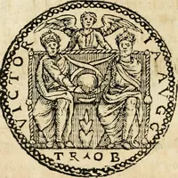An illustration from Ritratto di Roma antica : nel qvale sono figvrati i principali tempij, theatri, anfiteatri, cerchi, naumachie, archi trionfali, curie, basiliche, colonne, ordine del trionfo, dignita militari, e ciuili, riti cerimonie, & altre cose notabili : aggiuntoui di nuouo le vite, & effigie de' primi rè di essa, e le grandezze dell'Imperio Romano, con l'esplicationi istoriche de' piu celebri antiquarij (1654)