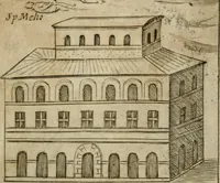 An illustration from Ritratto di Roma antica : nel qvale sono figvrati i principali tempij, theatri, anfiteatri, cerchi, naumachie, archi trionfali, curie, basiliche, colonne, ordine del trionfo, dignita militari, e ciuili, riti cerimonie, & altre cose notabili : aggiuntoui di nuouo le vite, & effigie de' primi rè di essa, e le grandezze dell'Imperio Romano, con l'esplicationi istoriche de' piu celebri antiquarij (1654)