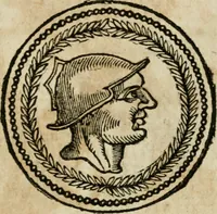 An illustration from Ritratto di Roma antica : nel qvale sono figvrati i principali tempij, theatri, anfiteatri, cerchi, naumachie, archi trionfali, curie, basiliche, colonne, ordine del trionfo, dignita militari, e ciuili, riti cerimonie, & altre cose notabili : aggiuntoui di nuouo le vite, & effigie de' primi rè di essa, e le grandezze dell'Imperio Romano, con l'esplicationi istoriche de' piu celebri antiquarij (1654)