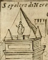 An illustration from Ritratto di Roma antica : nel qvale sono figvrati i principali tempij, theatri, anfiteatri, cerchi, naumachie, archi trionfali, curie, basiliche, colonne, ordine del trionfo, dignita militari, e ciuili, riti cerimonie, & altre cose notabili : aggiuntoui di nuouo le vite, & effigie de' primi rè di essa, e le grandezze dell'Imperio Romano, con l'esplicationi istoriche de' piu celebri antiquarij (1654)