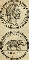 An illustration from Ritratto di Roma antica : nel qvale sono figvrati i principali tempij, theatri, anfiteatri, cerchi, naumachie, archi trionfali, curie, basiliche, colonne, ordine del trionfo, dignita militari, e ciuili, riti cerimonie, & altre cose notabili : aggiuntoui di nuouo le vite, & effigie de' primi rè di essa, e le grandezze dell'Imperio Romano, con l'esplicationi istoriche de' piu celebri antiquarij (1654)