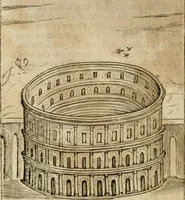 An illustration from Ritratto di Roma antica : nel qvale sono figvrati i principali tempij, theatri, anfiteatri, cerchi, naumachie, archi trionfali, curie, basiliche, colonne, ordine del trionfo, dignita militari, e ciuili, riti cerimonie, & altre cose notabili : aggiuntoui di nuouo le vite, & effigie de' primi rè di essa, e le grandezze dell'Imperio Romano, con l'esplicationi istoriche de' piu celebri antiquarij (1654)