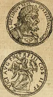 An illustration from Ritratto di Roma antica : nel qvale sono figvrati i principali tempij, theatri, anfiteatri, cerchi, naumachie, archi trionfali, curie, basiliche, colonne, ordine del trionfo, dignita militari, e ciuili, riti cerimonie, & altre cose notabili : aggiuntoui di nuouo le vite, & effigie de' primi rè di essa, e le grandezze dell'Imperio Romano, con l'esplicationi istoriche de' piu celebri antiquarij (1654)