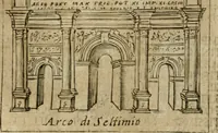 Picture 126 of 250 from Ritratto di Roma antica : nel qvale sono figvrati i principali tempij, theatri, anfiteatri, cerchi, naumachie, archi trionfali, curie, basiliche, colonne, ordine del trionfo, dignita militari, e ciuili, riti cerimonie, & altre cose notabili : aggiuntoui di nuouo le vite, & effigie de' primi rè di essa, e le grandezze dell'Imperio Romano, con l'esplicationi istoriche de' piu celebri antiquarij (1654), leaf 184