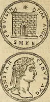 An illustration from Ritratto di Roma antica : nel qvale sono figvrati i principali tempij, theatri, anfiteatri, cerchi, naumachie, archi trionfali, curie, basiliche, colonne, ordine del trionfo, dignita militari, e ciuili, riti cerimonie, & altre cose notabili : aggiuntoui di nuouo le vite, & effigie de' primi rè di essa, e le grandezze dell'Imperio Romano, con l'esplicationi istoriche de' piu celebri antiquarij (1654)