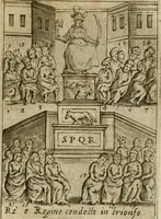 Picture 140 of 250 from Ritratto di Roma antica : nel qvale sono figvrati i principali tempij, theatri, anfiteatri, cerchi, naumachie, archi trionfali, curie, basiliche, colonne, ordine del trionfo, dignita militari, e ciuili, riti cerimonie, & altre cose notabili : aggiuntoui di nuouo le vite, & effigie de' primi rè di essa, e le grandezze dell'Imperio Romano, con l'esplicationi istoriche de' piu celebri antiquarij (1654), leaf 210