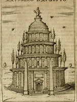 An illustration from Ritratto di Roma antica : nel qvale sono figvrati i principali tempij, theatri, anfiteatri, cerchi, naumachie, archi trionfali, curie, basiliche, colonne, ordine del trionfo, dignita militari, e ciuili, riti cerimonie, & altre cose notabili : aggiuntoui di nuouo le vite, & effigie de' primi rè di essa, e le grandezze dell'Imperio Romano, con l'esplicationi istoriche de' piu celebri antiquarij (1654)