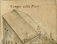 An illustration from Ritratto di Roma antica : nel qvale sono figvrati i principali tempij, theatri, anfiteatri, cerchi, naumachie, archi trionfali, curie, basiliche, colonne, ordine del trionfo, dignita militari, e ciuili, riti cerimonie, & altre cose notabili : aggiuntoui di nuouo le vite, & effigie de' primi rè di essa, e le grandezze dell'Imperio Romano, con l'esplicationi istoriche de' piu celebri antiquarij (1654)