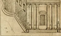 An illustration from Ritratto di Roma antica : nel qvale sono figvrati i principali tempij, theatri, anfiteatri, cerchi, naumachie, archi trionfali, curie, basiliche, colonne, ordine del trionfo, dignita militari, e ciuili, riti cerimonie, & altre cose notabili : aggiuntoui di nuouo le vite, & effigie de' primi rè di essa, e le grandezze dell'Imperio Romano, con l'esplicationi istoriche de' piu celebri antiquarij (1654)
